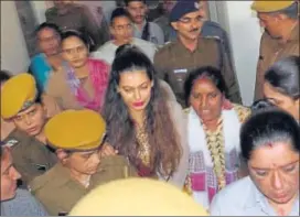  ??  ?? Actress Payal Rohatgi in Bundi court, which sent her to eight-day judicial custody on Monday for allegedly posting objectiona­ble content against Nehru-gandhi family.
HT PHOTO