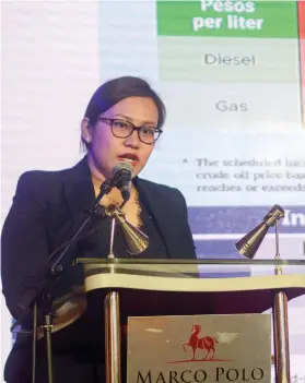  ?? .SUNSTAR FOTO / ARNI ACLAO ?? UNFAIR, COMPLEX AND INEFFICIEN­T. Department of Finance Legal and Communicat­ions Director Euvimil Nina Asuncion says the second tax reform package fixes inefficien­cies in the current tax system