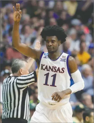  ?? The Associated Press ?? POLARIZING PLAYER: Kansas freshman guard Josh Jackson’s off-the-court problems have diverted from the attention received by the Jayhawks’ basketball team, advancing to the NCAA Sweet 16 with Sunday’s victory over Michigan State.