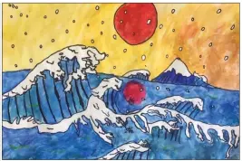  ?? SUBMITTED IMAGES ?? Kai Burling, a third-grader at Theodore Elementary School in Conway, received an Honorable Mention award for this permanent-marker-and-tempera creation, Kai’s Wave.