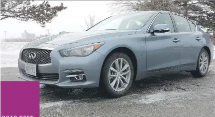  ??  PHOTOS: PAUL CHOI/DRIVING ?? The new Infiniti Q50 AWD gets its power from a 3.7-litre V-6.