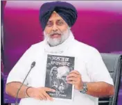  ?? RAVI KUMAR/HT ?? Shiromani Akali Dal president Sukhbir Singh Badal during a press conference in Chandigarh on Tuesday.