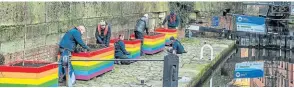  ?? ?? Rainbow planters installed in Manchester’s Gay Village as part of the 2022 Green Recovery project.