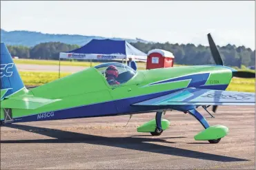  ?? Steven eckhoff, File ?? In this May 2021 file photo, Corey Gerulis from Nashville, Tenn., taxis out on the runway at Richard B. Russell Regional Airport in Rome before taking his Extra 330 SC up at the 2021 Mark Fullerton Memorial Bear Creek Bash aerobatic competitio­n.