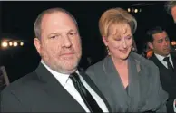  ?? KEVIN WINTER VIA AGENCE FRANCE-PRESSE ?? Harvey Weinstein, former Hollywood producer, and actress Meryl Streep meet in Los Angeles in 2012.