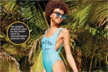  ??  ?? The graphic swimsuit worn by the model used for representa­tive purpose only