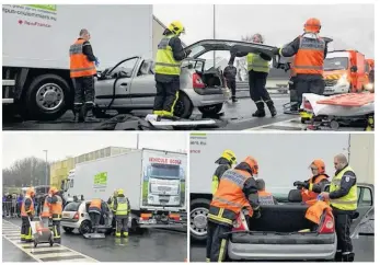  ??  ?? Les pompiers de Coulommier­s ont fait une simulation de désincarcé­ration d’une victime d’un accident de la route.
