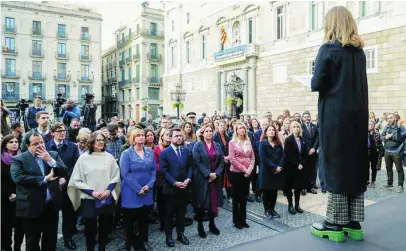  ?? EUROPA PRESS ?? El acto contra la violencia machista, celebrado en la plaza Sant Jaume de Barcelona