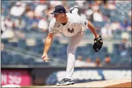  ?? Adam Hunger / Associated Press ?? Yankees starter Jameson Taillon delivers to the Toronto Blue Jays during the first inning on Monday in New York.