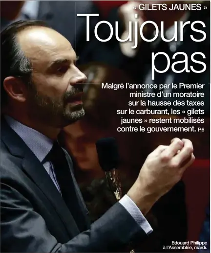  ??  ?? Edouard Philippe à l’Assemblée, mardi.