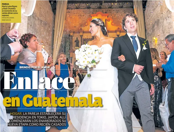  ?? FOTOS EXCLUSIVAS RENÉ MATUTE ?? pArEjA. María Luisa Reyes y Raúl Chumilla al momento de su salida oficial como esposos.