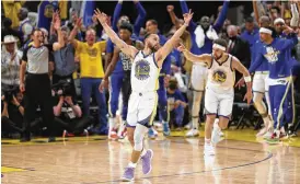  ?? AP ?? The Golden State Warriors won Game 5 on Monday despite guard Stephen Curry going 0-for-9 from 3-point range to snap a record 233 games with at least one make.