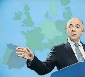  ?? THIERRY CHARLIER / AFP ?? El comisario europeo de Asuntos Económicos, Pierre Moscovici