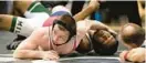  ?? FOR BALTIMORE SUN MEDIA JOHN GILLIS/ ?? Franklin’s Justin Signor works to pin Milford Mill’s Ethan Royster in the 160-pound championsh­ip match at the Baltimore County Tournament on Feb. 18.