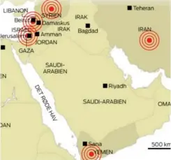  ?? GRAFIK: MIKKEL LUND ?? Iran har i mange år haft et anstrengt forhold til Israel og puster gerne til ilden i de igangværen­de konflikter i regionen.