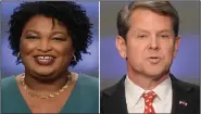 ?? AP FILE PHOTOS ?? This combinatio­n of May 20, 2018, photos shows Georgia gubernator­ial candidates Stacey Abrams, left, and Brian Kemp in Atlanta.