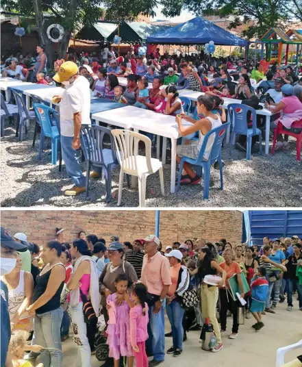  ?? FOTO ?? A la casa de abrigo, que se habilitó en Cúcuta, llegan a diario cientos de venezolano­s. Las familias que están en Cúcuta hacen largas filas por un plato de comida.