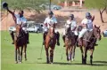  ?? SCOTTSDALE POLO CLASSIC ?? From left: Kareem Rosser, Daymar Rosser, Brandon Rease and Shariah Harris ride during the Scottsdale Polo Championsh­ip on Nov. 2, 2013.