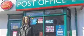  ??  ?? Helen Grant, MP for Maidstone and the Weald outside Staplehurs­t post office, which could be moved out of the centre of the village to Station Road