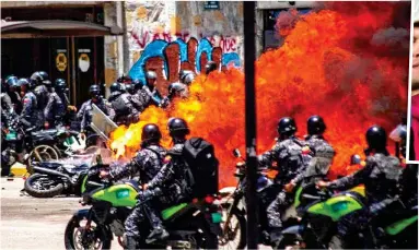  ??  ?? Fireball: A bomb explodes during anti-Maduro demonstrat­ions in Caracas last summer