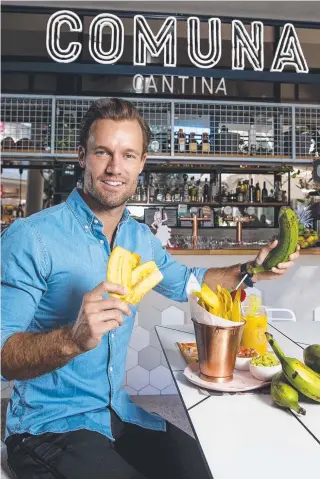  ?? Picture: JERAD WILLIAMS ?? Comuna Cantina owner Tim Johnson with the plantain chips dish.