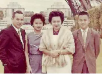  ?? ?? Nedy (second from left) with parents Benny and Glecy Tantoco, and brother Rico in Paris.