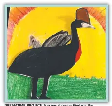  ?? Picture: SOPHIE MANNING ?? DREAMTIME PROJECT: A scene showing Gindarja the cassowary and the background­s used to create an animated movie.