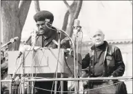  ?? David Fenton / Getty Images ?? American social and political activist and a founding member of the Black Panther Party Elbert ‘Big Man’ Howard speaks at a New Haven rally on May 1, 1970.