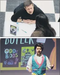  ??  ?? Top, X Factor presenter Dermot O’Leary was one of the guests at the World Book Day event; above, author Steven Butler on stage at The Biggest Book Show on Earth at the Dome in Doncaster.