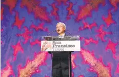  ?? Amy Osborne / Special to The Chronicle ?? San Francisco Mayor Ed Lee speaks at the annual luncheon of the city’s travel associatio­n.