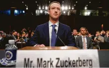  ?? Andrew Harnik / Associated Press ?? CEO Mark Zuckerberg announced that 32 accounts had been removed from Facebook and Instagram because they appeared to be fake and were involved in “coordinate­d” political behavior.