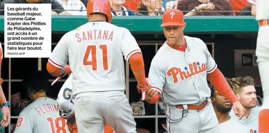  ?? PHOTO AFP ?? Les gérants du baseball majeur, comme Gabe Kapler des Phillies de Philadelph­ie, ont accès à un grand nombre de statistiqu­es pour faire leur boulot.