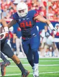  ?? COURTESY OF UNIVERSITY OF ARIZONA ?? Aggies defensive tackle Calvin Allen played three seasons for Arizona in the Pac-12 before transferri­ng to his home state of New Mexico.