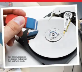  ??  ?? Hard disc drives contain two magnets that control their read/write heads.