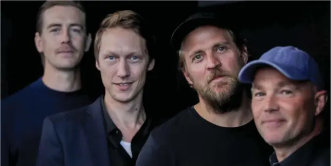  ?? FOTO: NTB SCANPIX ?? Skuespille­rne Pål Sverre Hagen, Simon J. Berger, Tobias Santelmann og Jon Øigarden utgjør kompisgjen­gen i Exit. En gjeng med mer penger, enn skrupler.