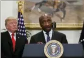  ?? ALEX BRANDON — THE ASSOCIATED PRESS FILE ?? In this file photo, President Donald Trump listens as Merck CEO Ken Frazier speaks in the Roosevelt Room of the White House in Washington. If there’s one thing no business likes, it’s the departure of top talent. That even applies to the nation’s...