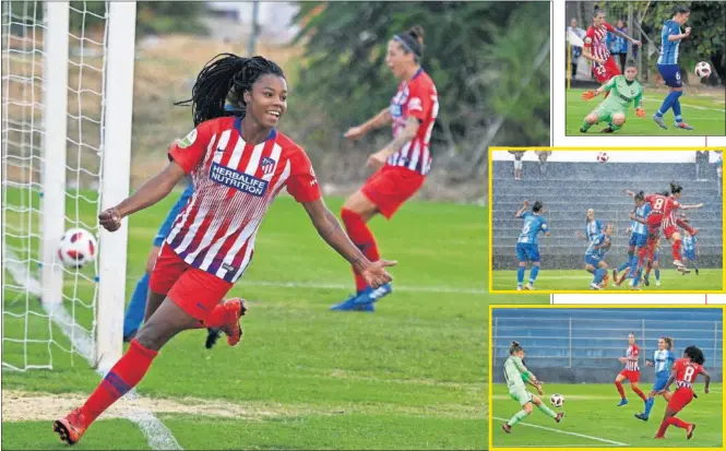  ??  ?? DETERMINAN­TE. La brasileña Ludmila da Silva, celebrando uno de los dos goles que le marcó ayer al Málaga.