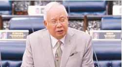  ?? BERNAMAPIX ?? Najib speaking during the Dewan Rakyat sitting yesterday.