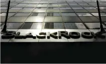  ?? REUTERS ?? A BLACKROCK, INC. sign above its building in New York, US, July 16.