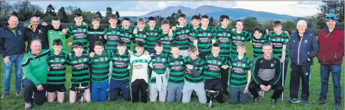  ?? ?? The Glenroe U15 hurlers that won the county Féile final, pictured with their mentors.