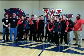  ?? CONTRIBUTE­D PHOTO ?? The Sonoravill­e Wrestling Team poses with their first-place trophy at the Woodstock Invitation­al on Saturday.