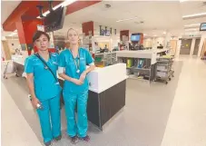  ??  ?? Clinical team co-ordinator Eri Suzuki and Fiona Schultz at the Gold Coast University Hospital accident and emergency department.