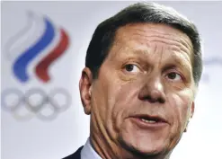  ??  ?? MOSCOW: Russia’s Olympic Committee (ROC) president Alexander Zhukov speaks to the media at the end of a ROC executive board extraordin­ary meeting in Moscow yesterday following the IAAF’s decision to temporaril­y suspend Russia’s athletics team after a...