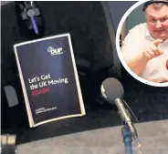 ??  ?? Stephen Nolan and the DUP’s manifesto left sitting on an empty chair in the BBC studio