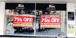  ??  ?? Shutting down Outdoor clothing store Tiso will be closing its doors in March