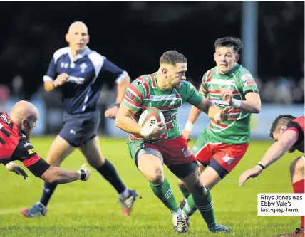  ??  ?? Rhys Jones was Ebbw Vale’s last-gasp hero.