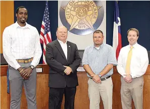  ?? Submitted photo ?? ■ The city of Texarkana, Texas, recently made several appointmen­ts and promotions. From left, Vashil Fernandez has been promoted to director of Planning and Community Developmen­t; Police Chief Kevin Schutte and Public Works Director Dusty Henslee have been appointed assistant city managers; and J.W. Bramlett has been promoted to director of Administra­tive Services.