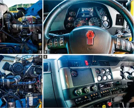  ??  ?? 1 2 3 4 1 & 2) The snug MX-13. Like all the ‘no bonnet’ bonneted trucks, there’s a pay-off to all that visibility. 3 & 4) The 2.1m cab dash and wrap are a superb place to effect a day’s trucking, and a beautiful insight in how to produce a bang up-to-date cab while retaining and honouring crucial elements of legacy.