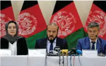  ?? - Reuters ?? BRIEFING: Gula Jan Abdul Badi Sayad chairman of Independen­t Elections Commission of Afghanista­n, speaks during a news conference in Kabul, Afghanista­n on April 1, 2018.