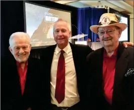  ?? LOANED PHOTO ?? BOB LUTES (RIGHT), WHO WAS SURPRISED WITH THE SPIRIT OF SERVICE AWARD, poses with brother Bill Lutes (left) and cousin Tommy Rogers during the Arizona Governor’s Conference on Tourism on Tuesday in Tucson.